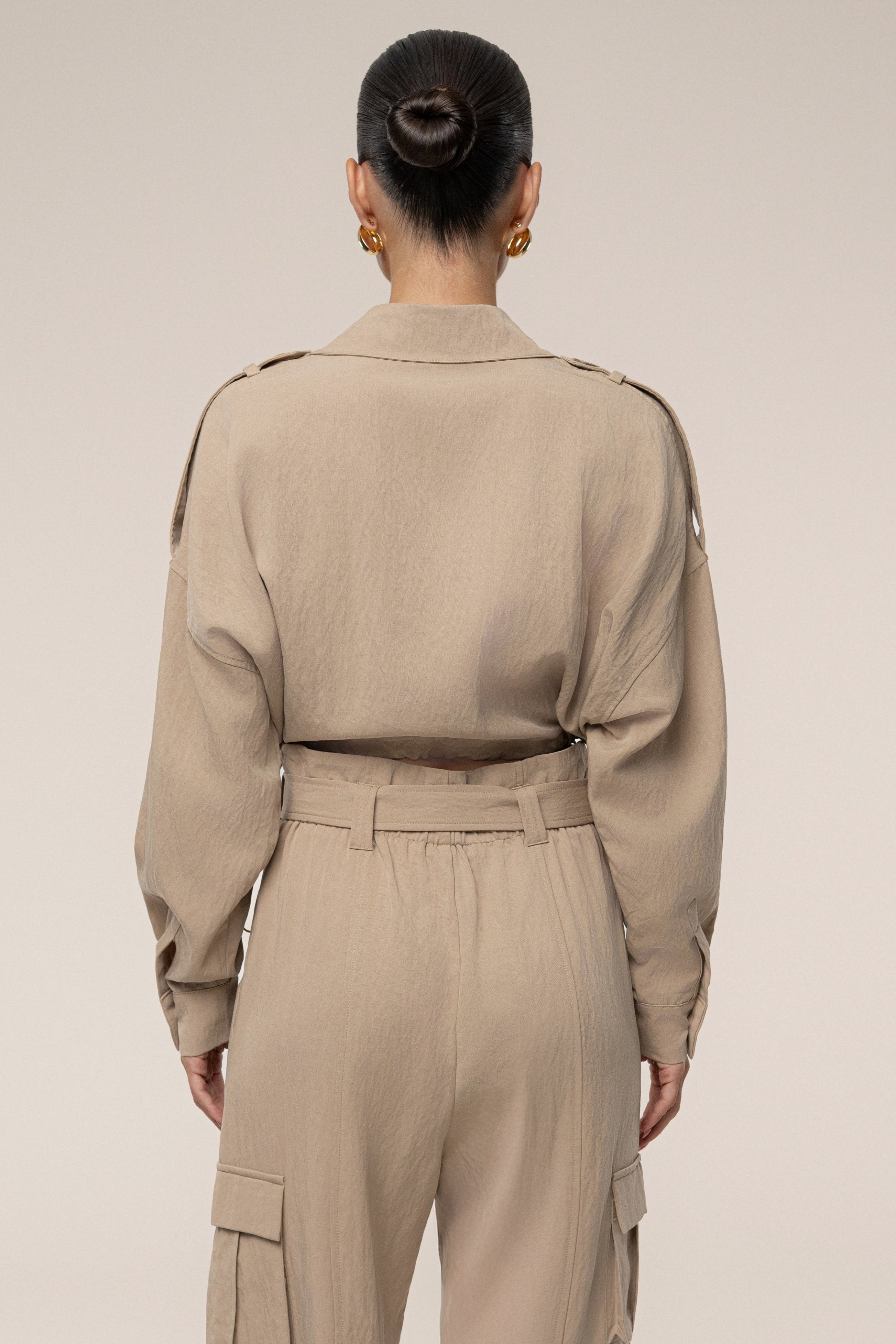 Tan Oasis Collared Crop Top
