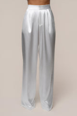 White Signature Satin Trousers