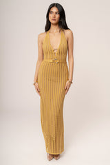 Yellow Oceanic Dream Crochet Maxi Dress