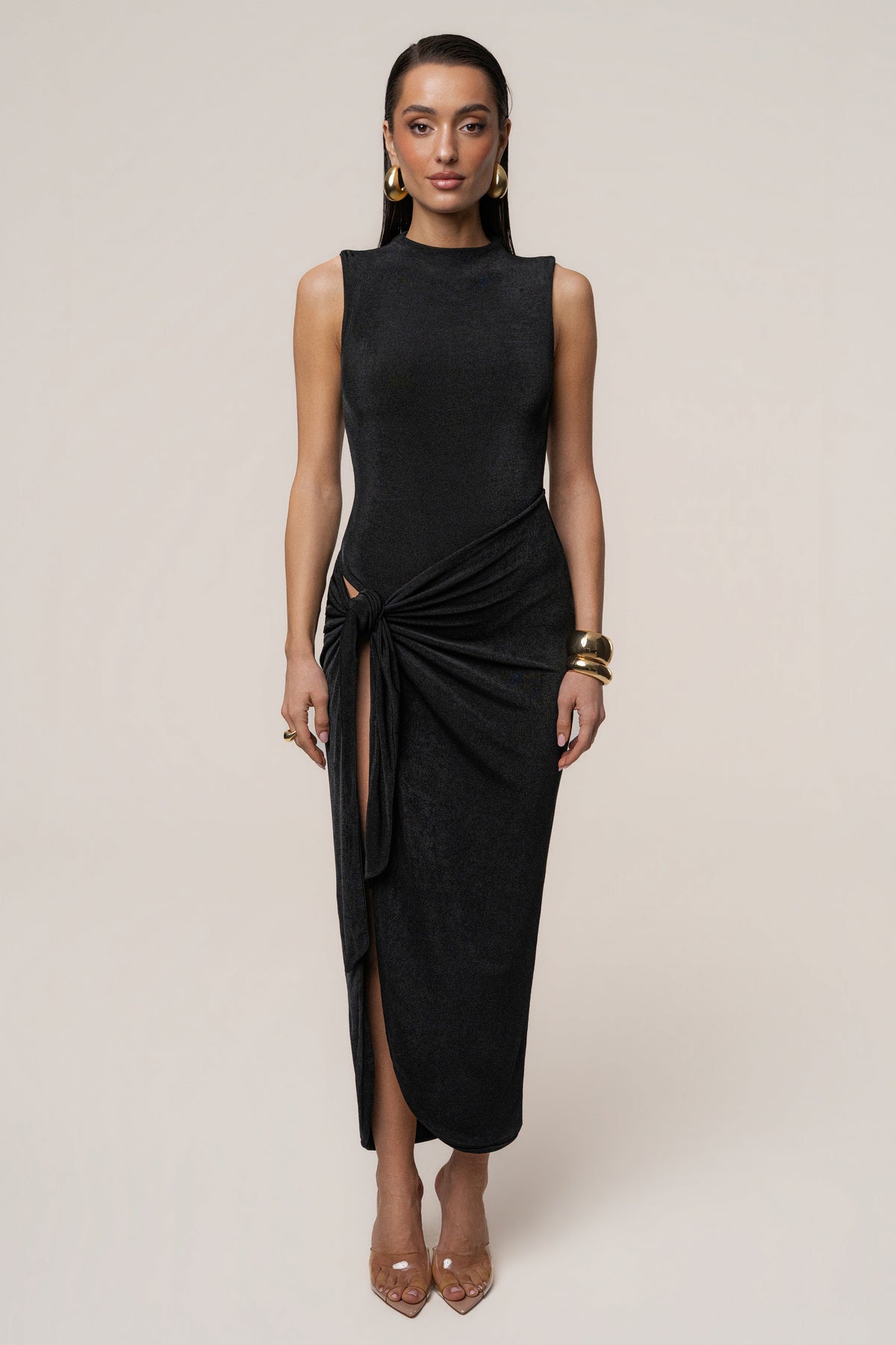 Black Aubree Midi Dress