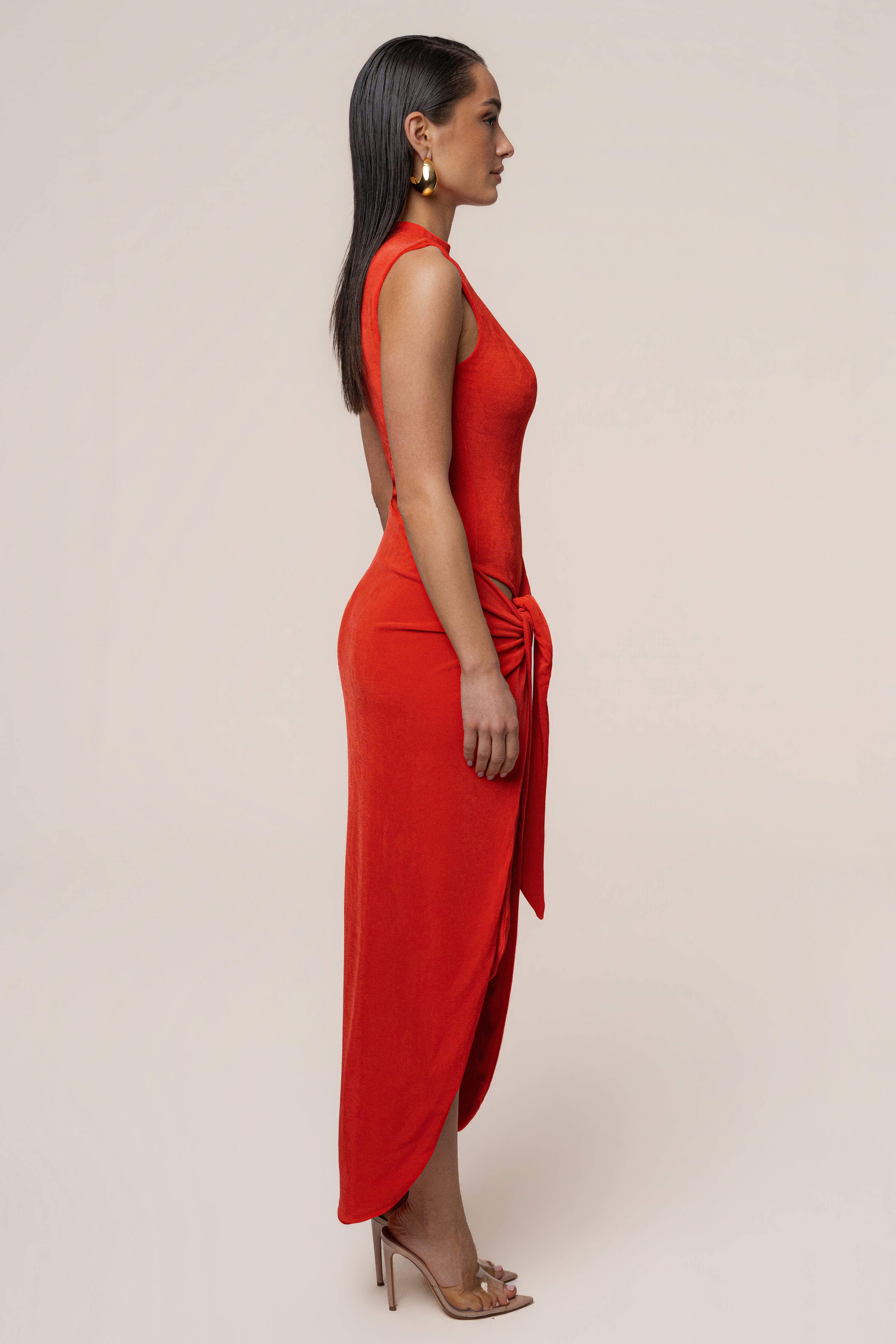 Orange Aubree Midi Dress