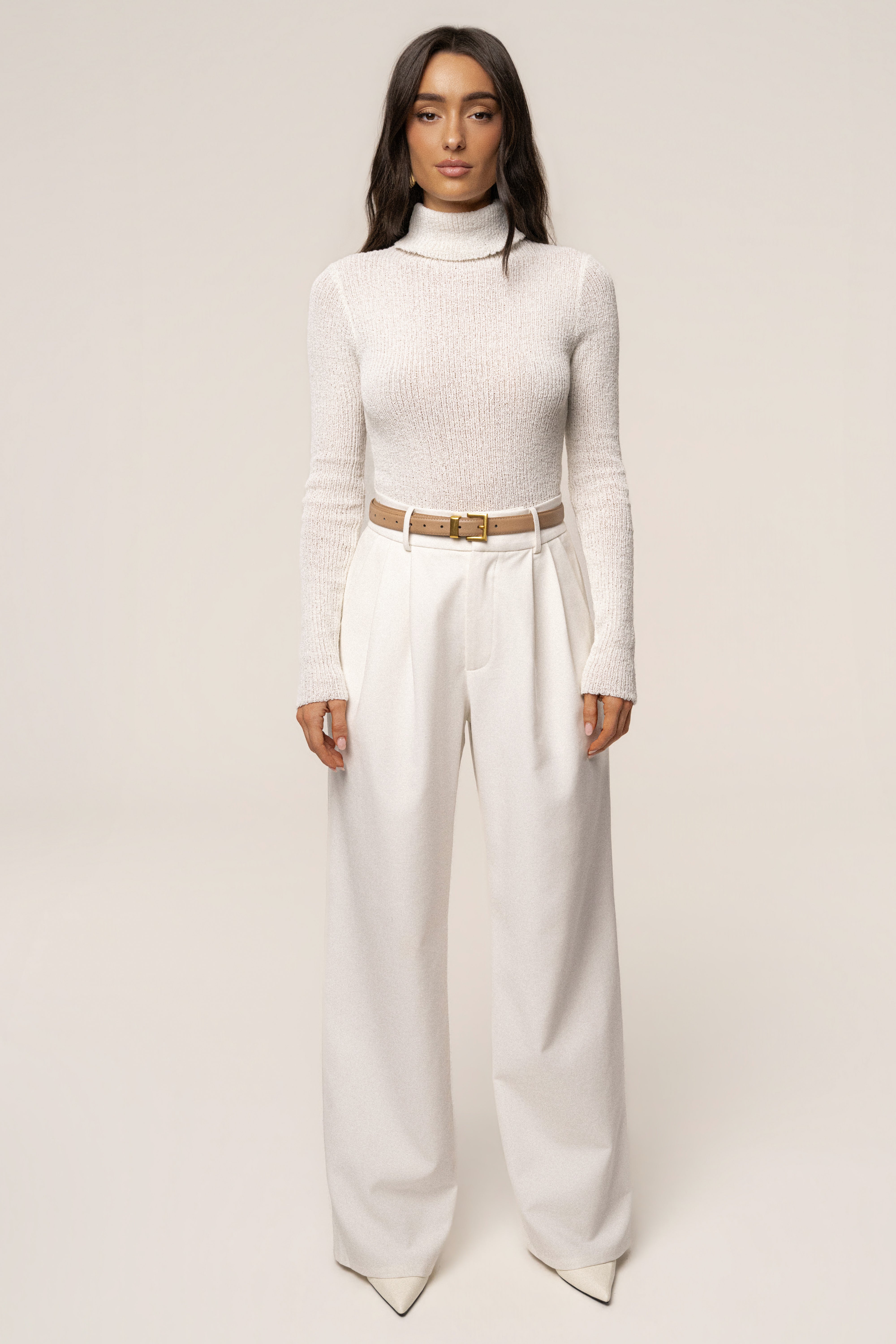 White Carli Turtle Neck Top