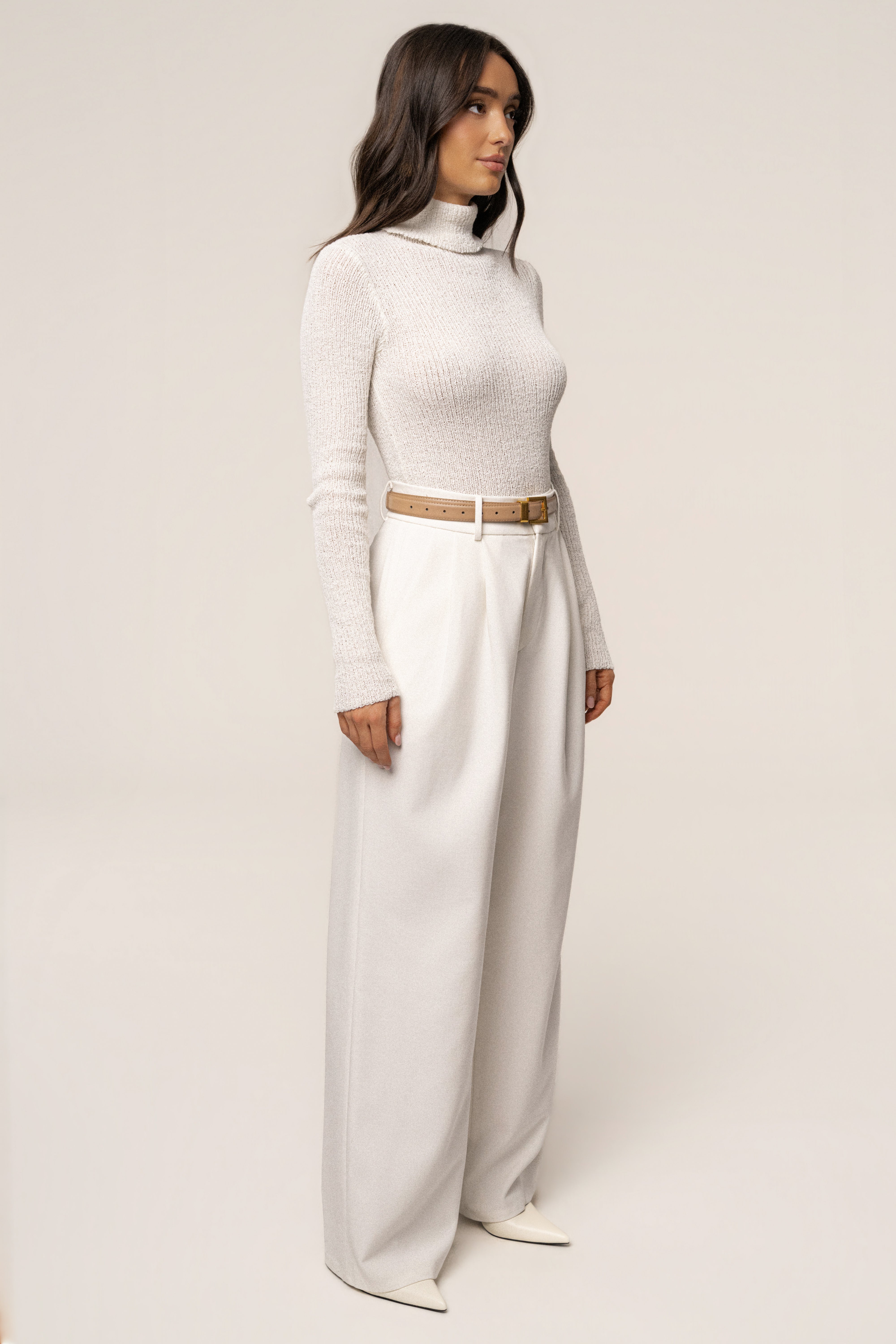 White Carli Turtle Neck Top