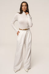 White Carli Turtle Neck Top