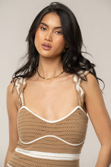 Beige/Ivory Norina Striped Midi Dress