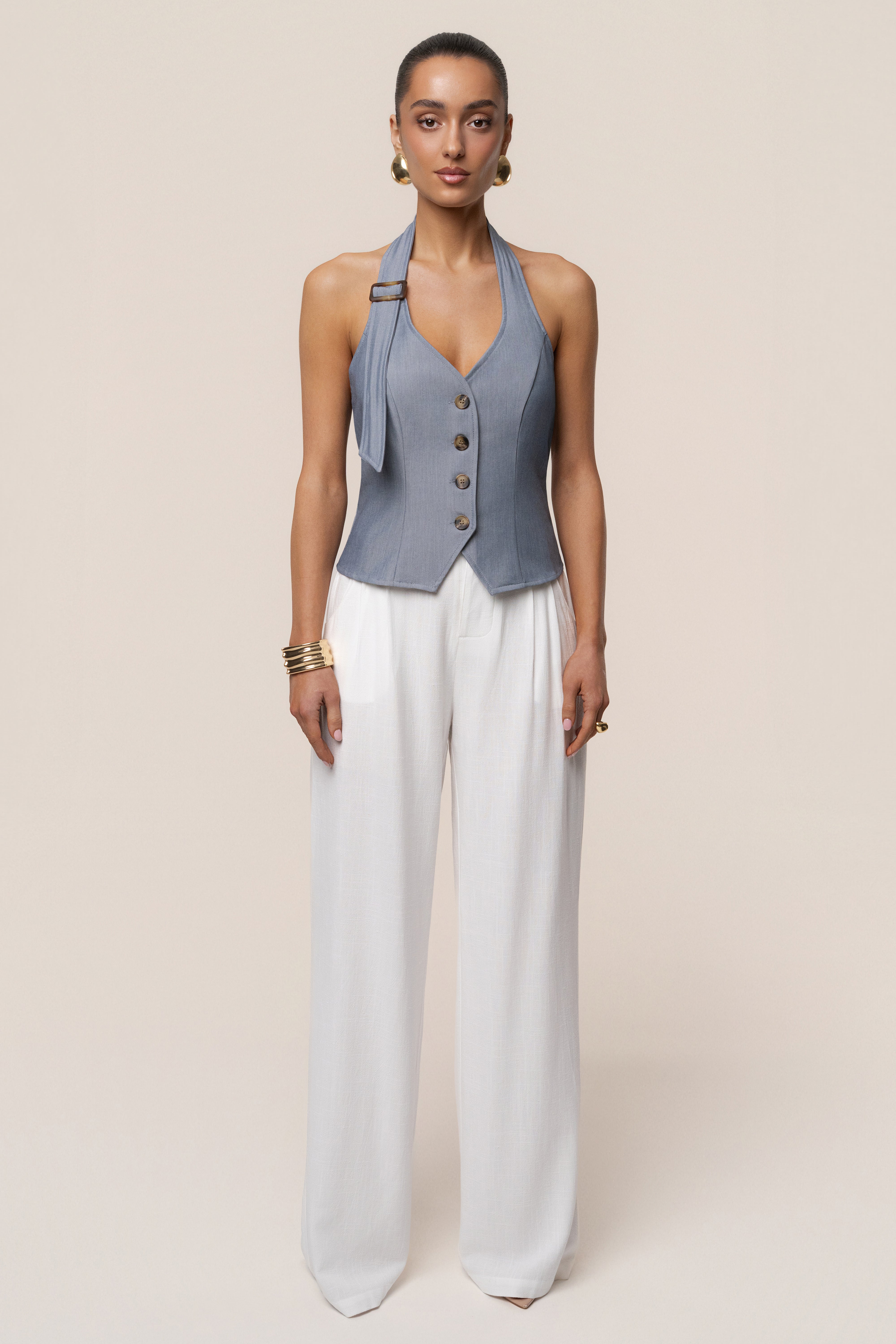 Blue Clean Slate Halter Vest