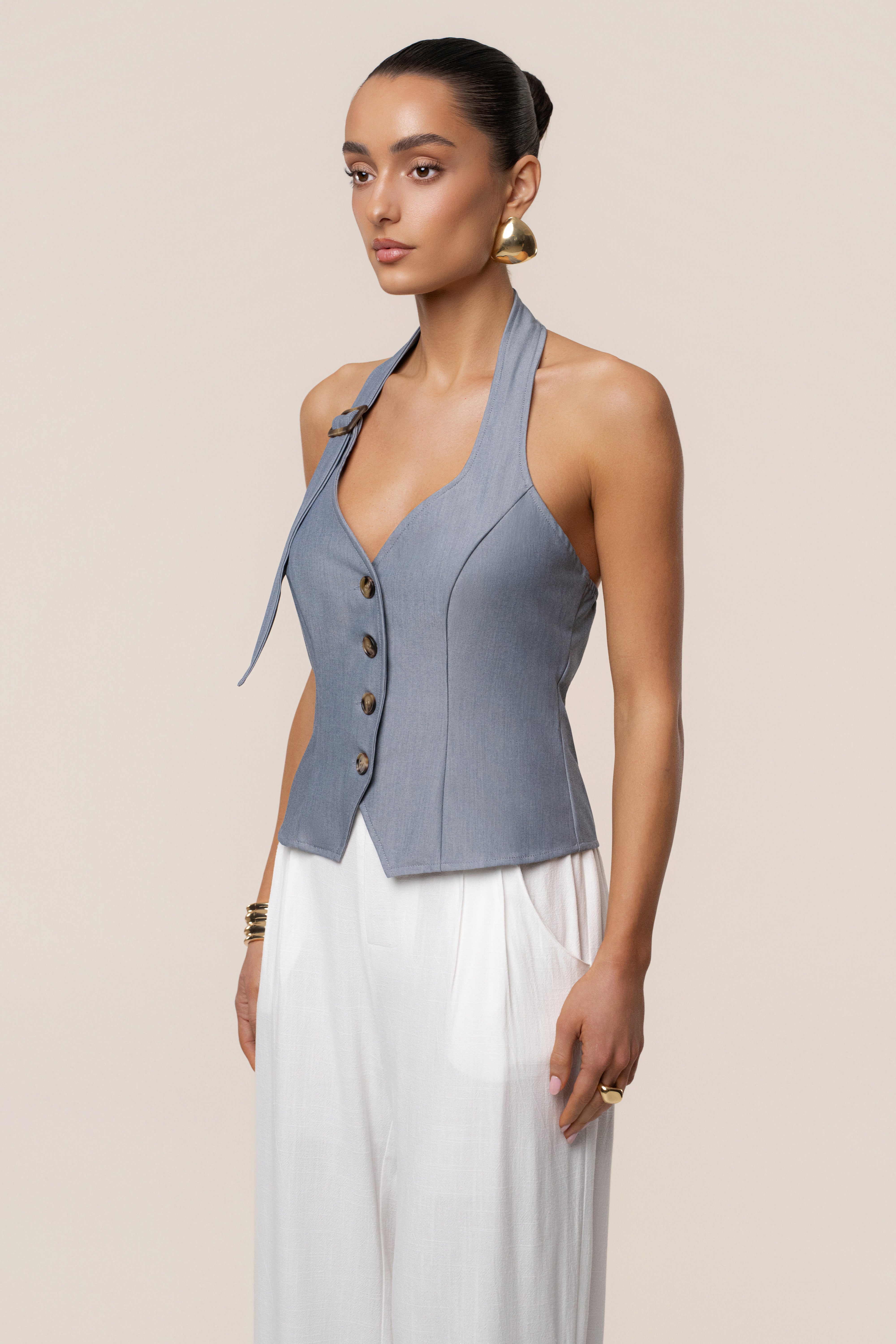Blue Clean Slate Halter Vest
