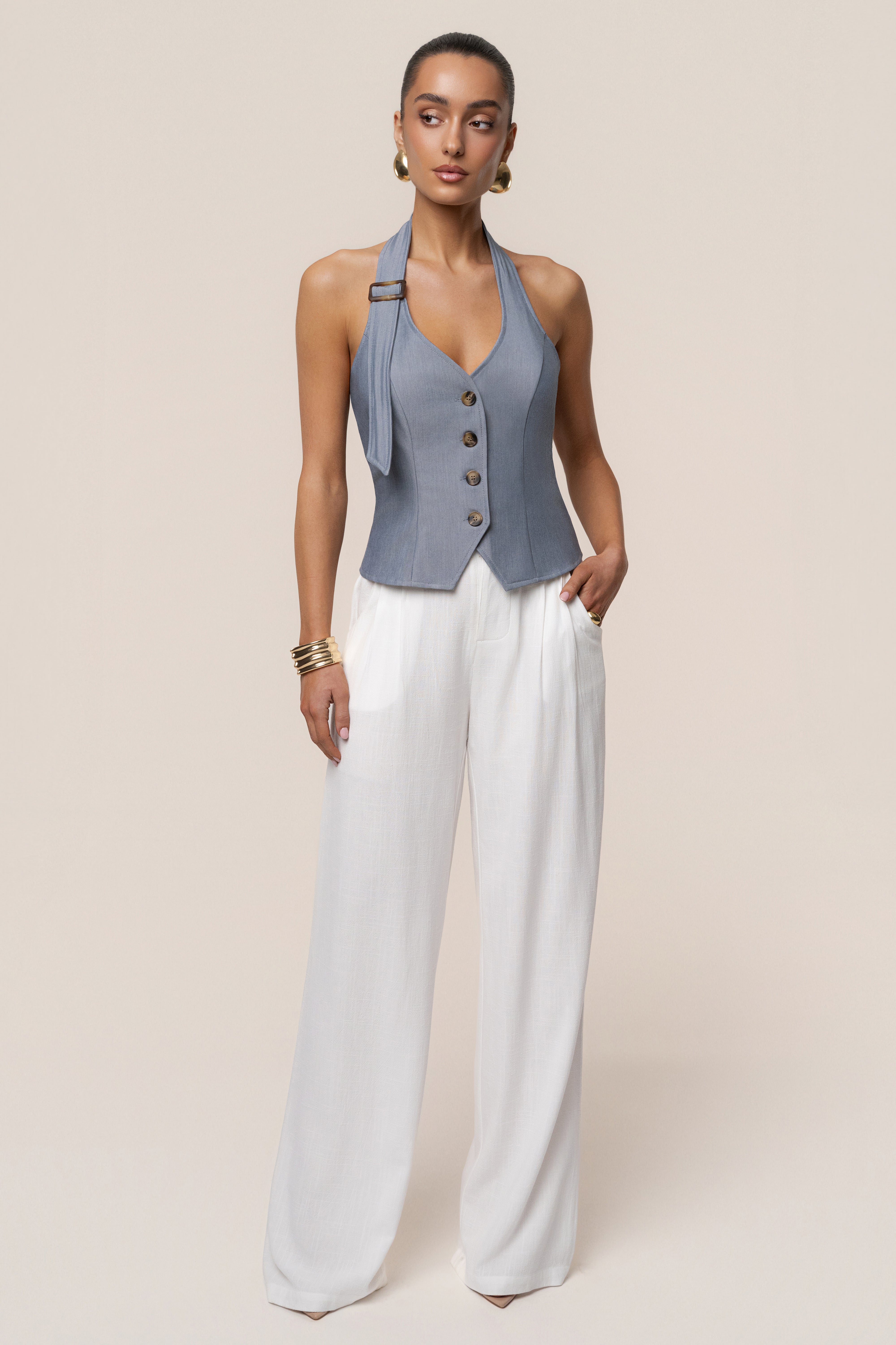 Blue Clean Slate Halter Vest