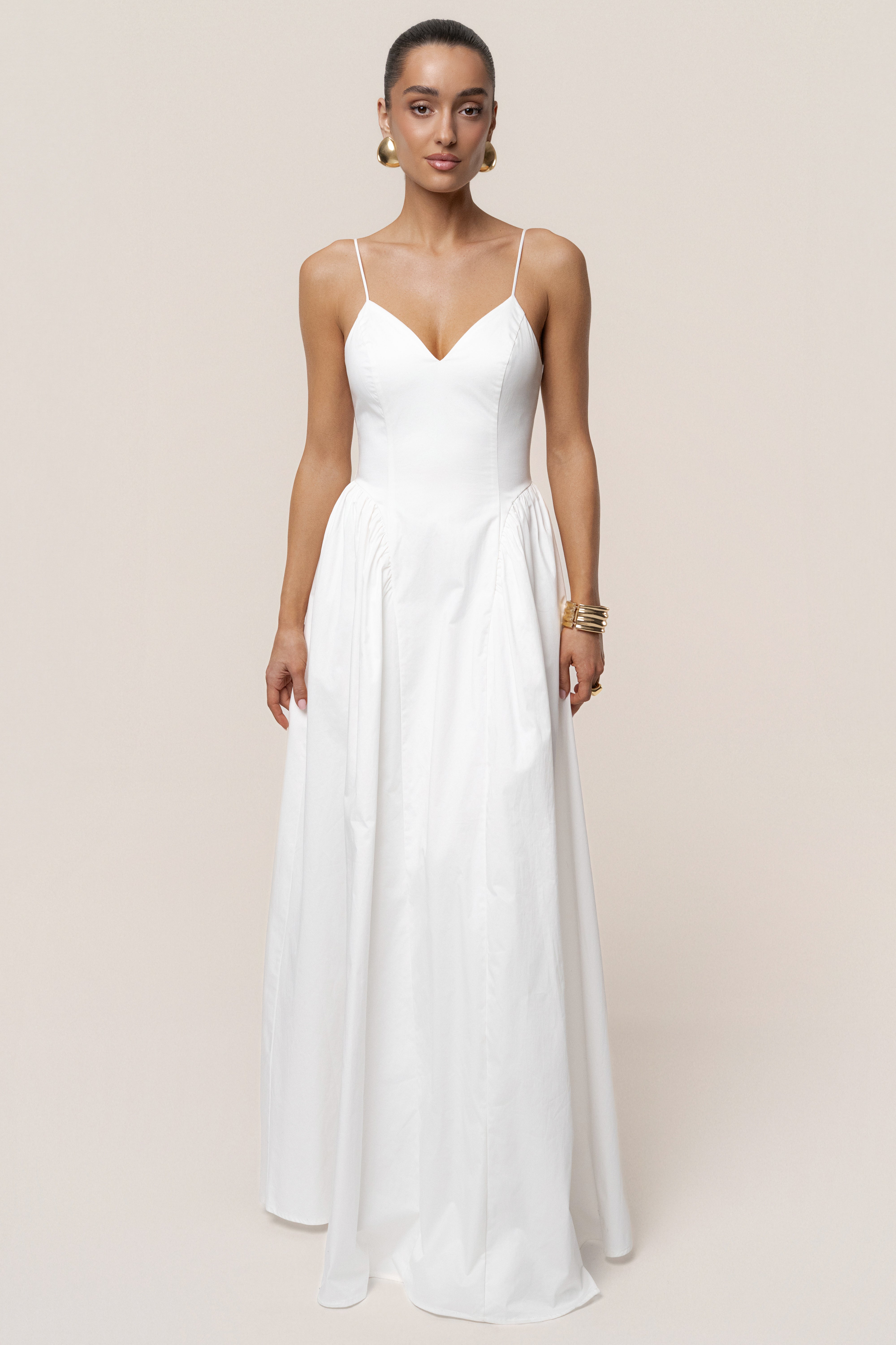 White Sculpted Grace Maxi Dress