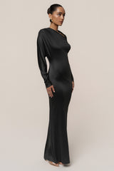 Black Glisten Slit Maxi Dress