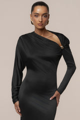 Black Glisten Slit Maxi Dress