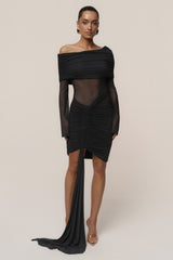 Black After Hours Drape Dress