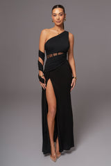 Black Naida Drape Maxi Dress