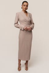Taupe Manifest Blazer Midi Dress