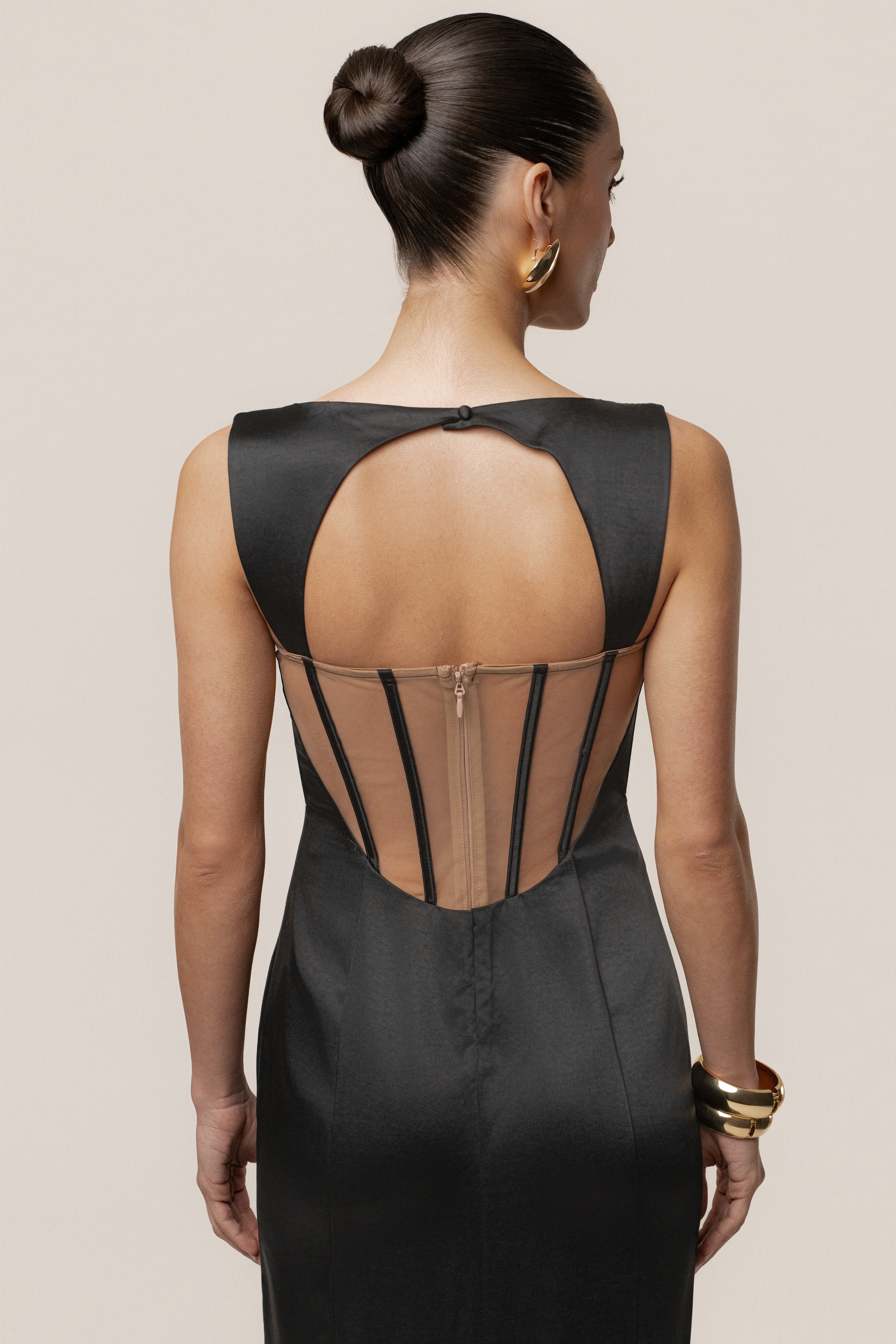 Black Amour Satin Maxi Dress