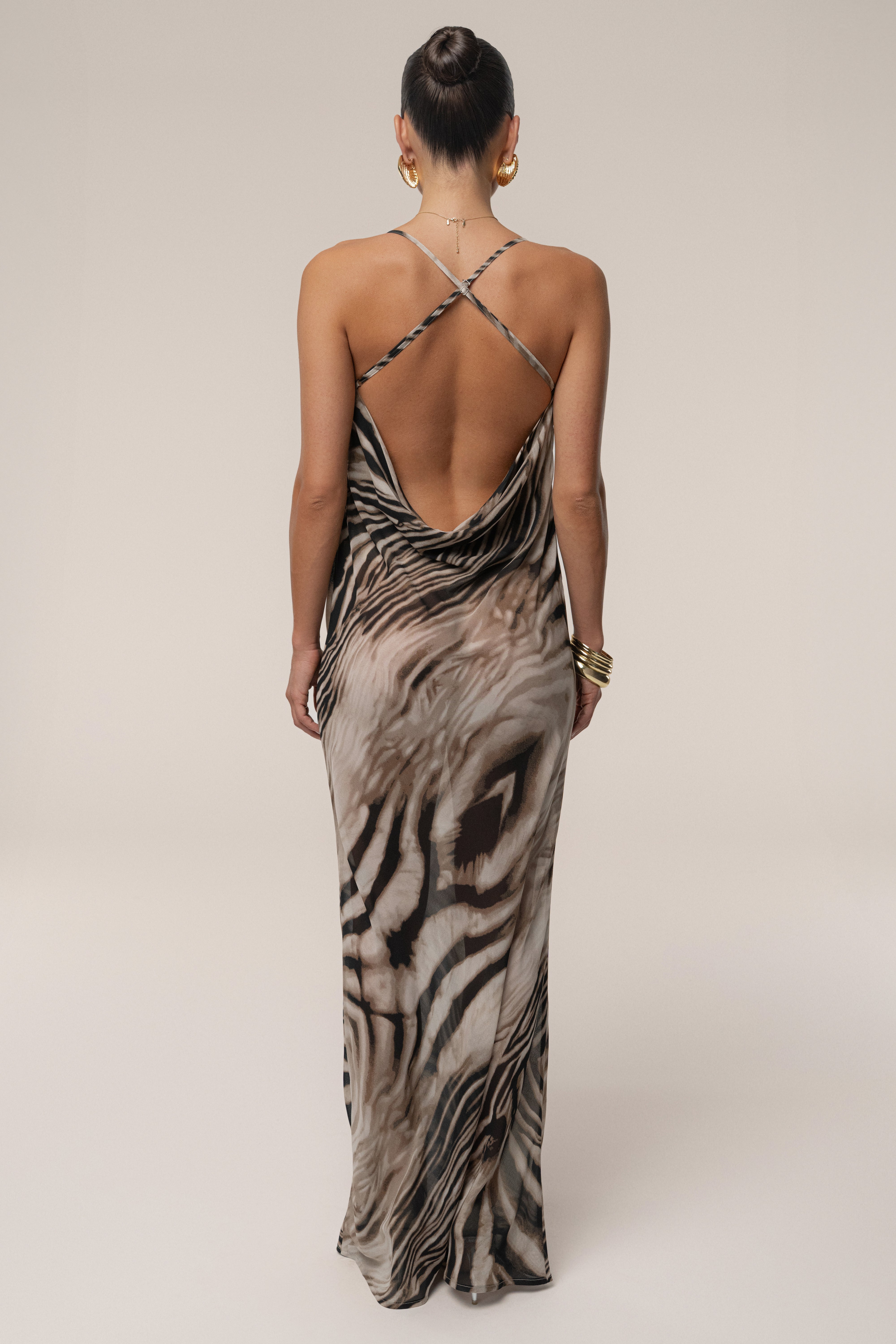 Brown Zebra Print Infinite Journey Maxi Dress