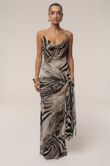 Brown Zebra Print Infinite Journey Maxi Dress