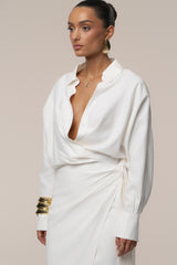 Ivory Skyline Wrap Midi Dress