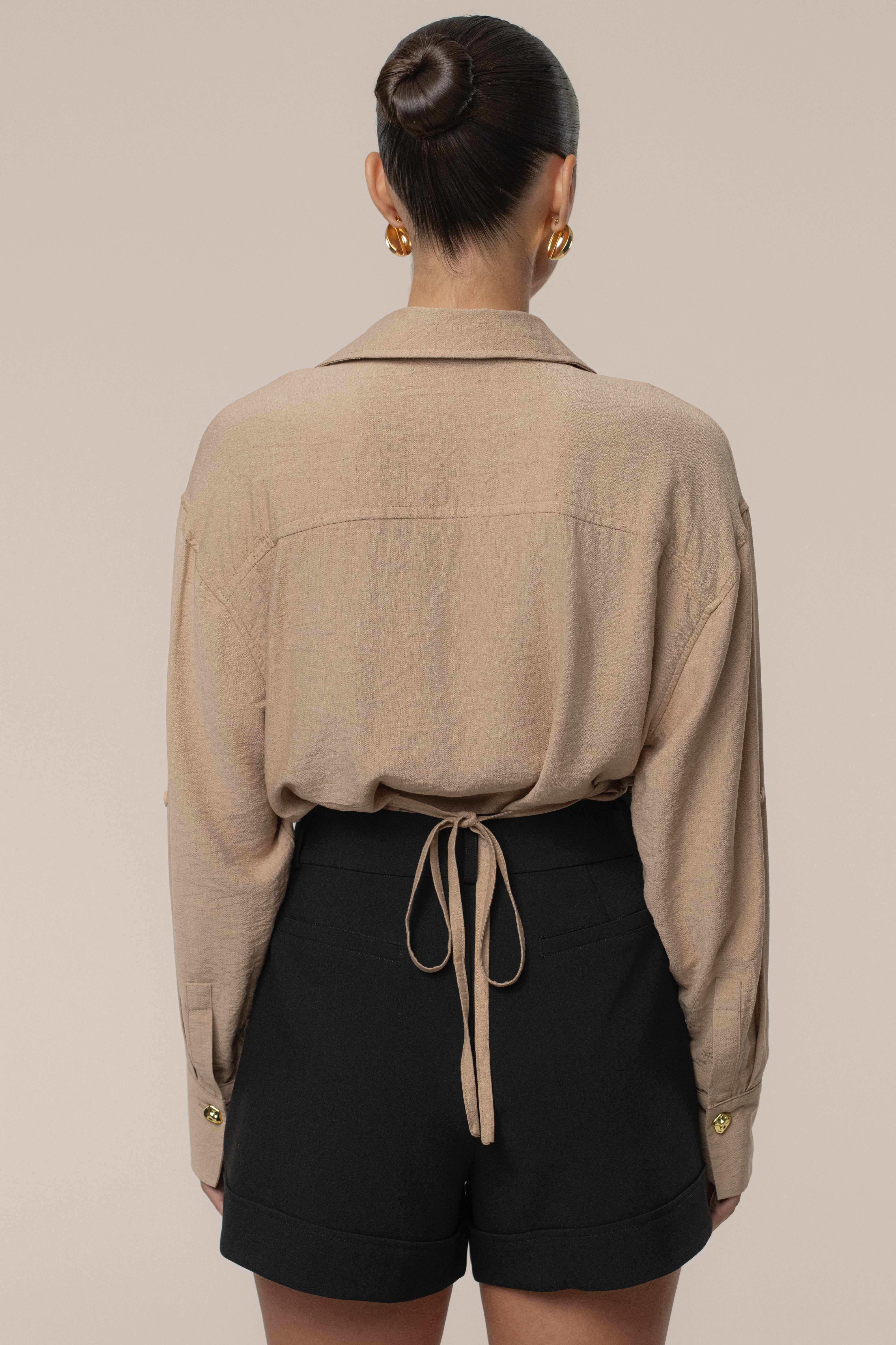 Tan Drift Collared Cargo Top