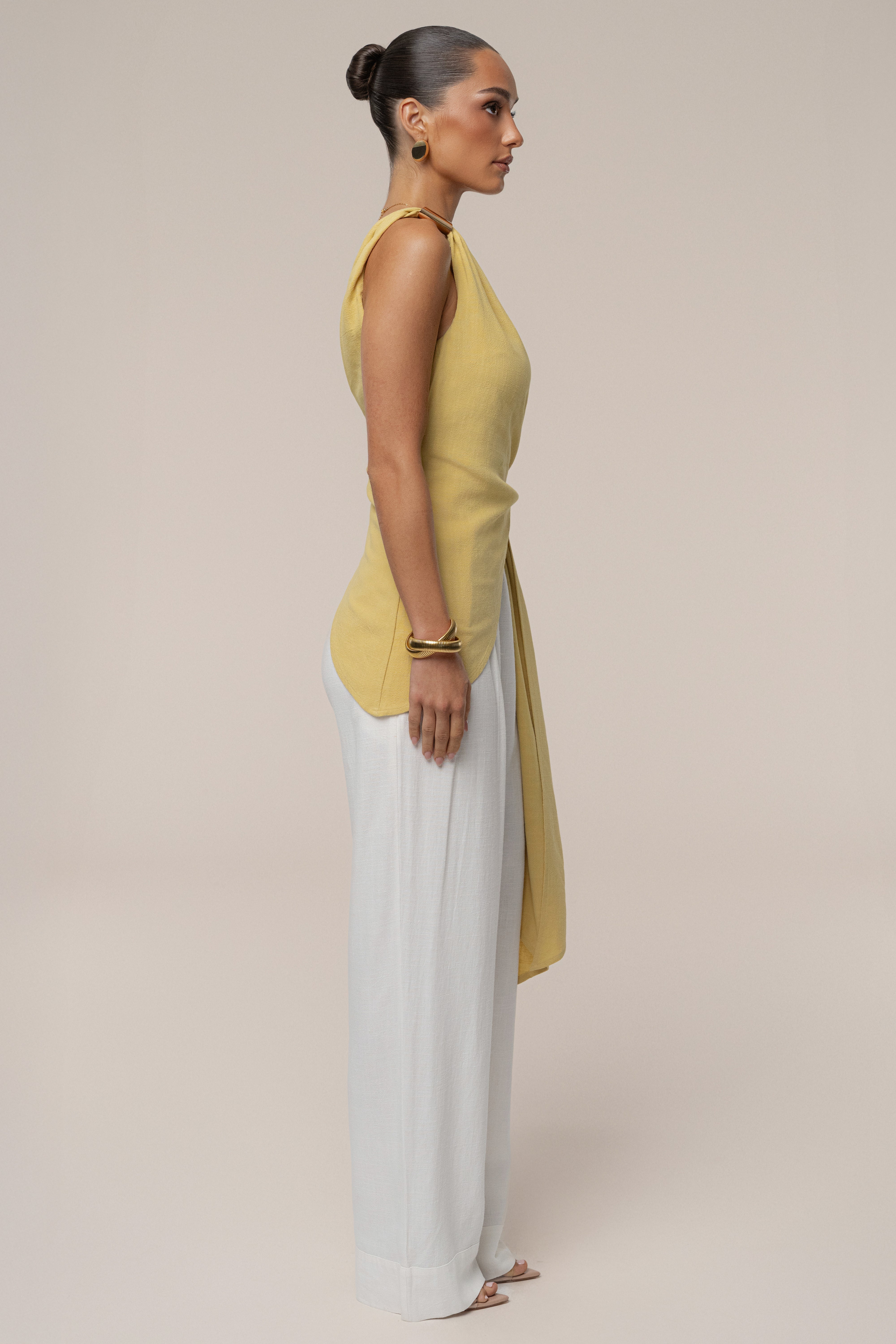 Yellow Palmera One Shoulder Top