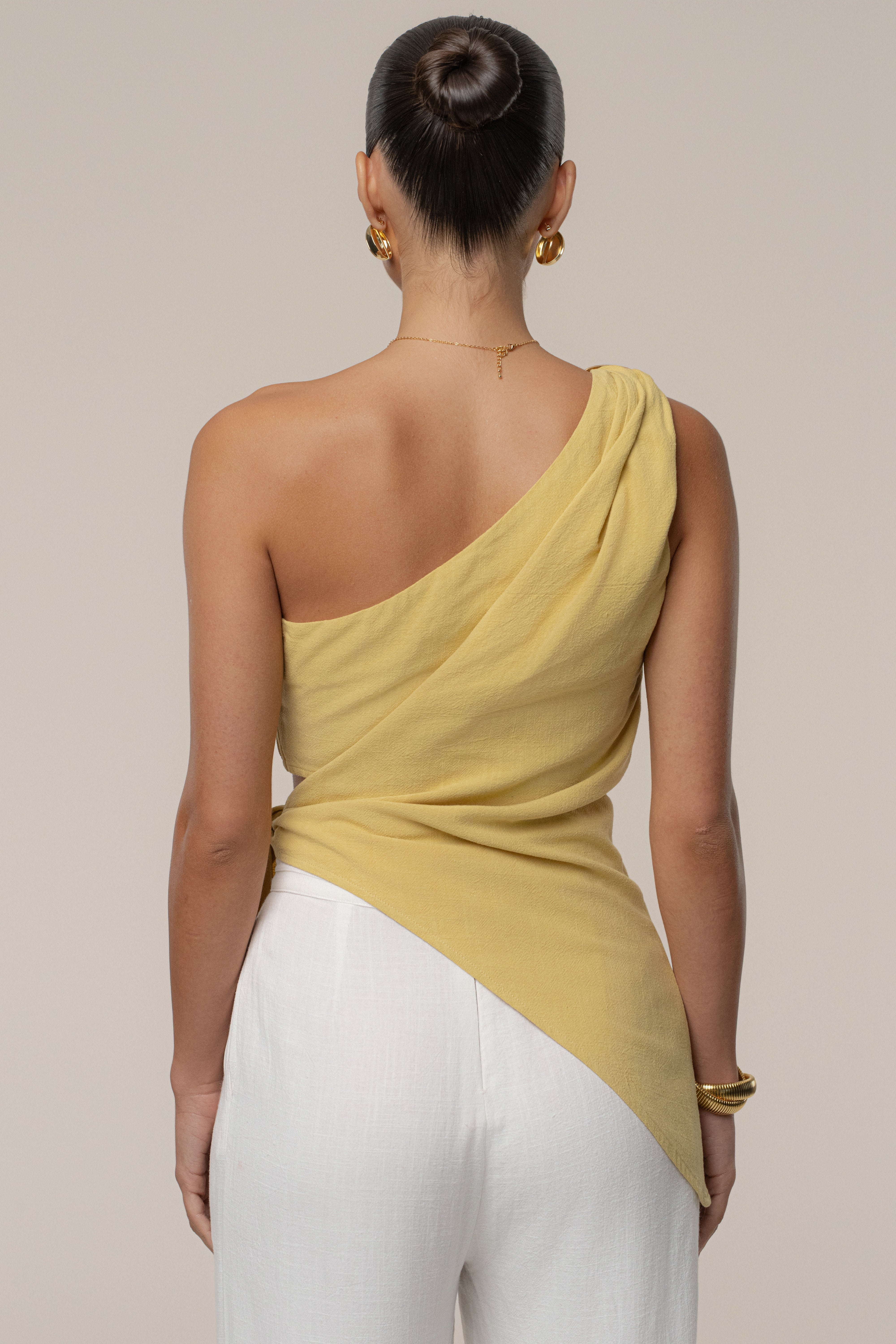 Yellow Palmera One Shoulder Top