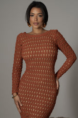 Dark Terra Cotta Serene Wonders Crochet Dress