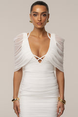Ivory Timeless Drape Midi Dress