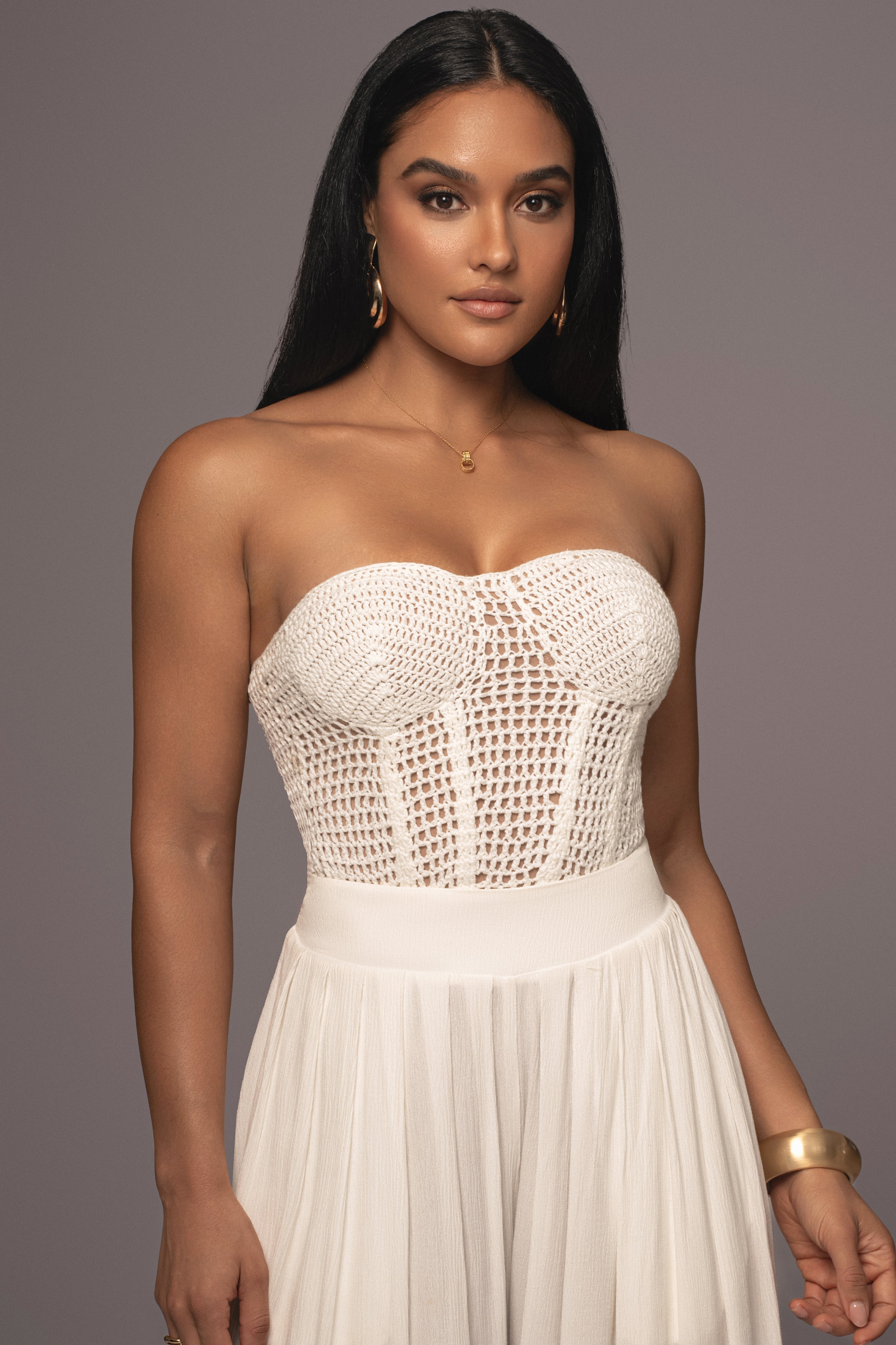 White Want It All Crochet Bustier