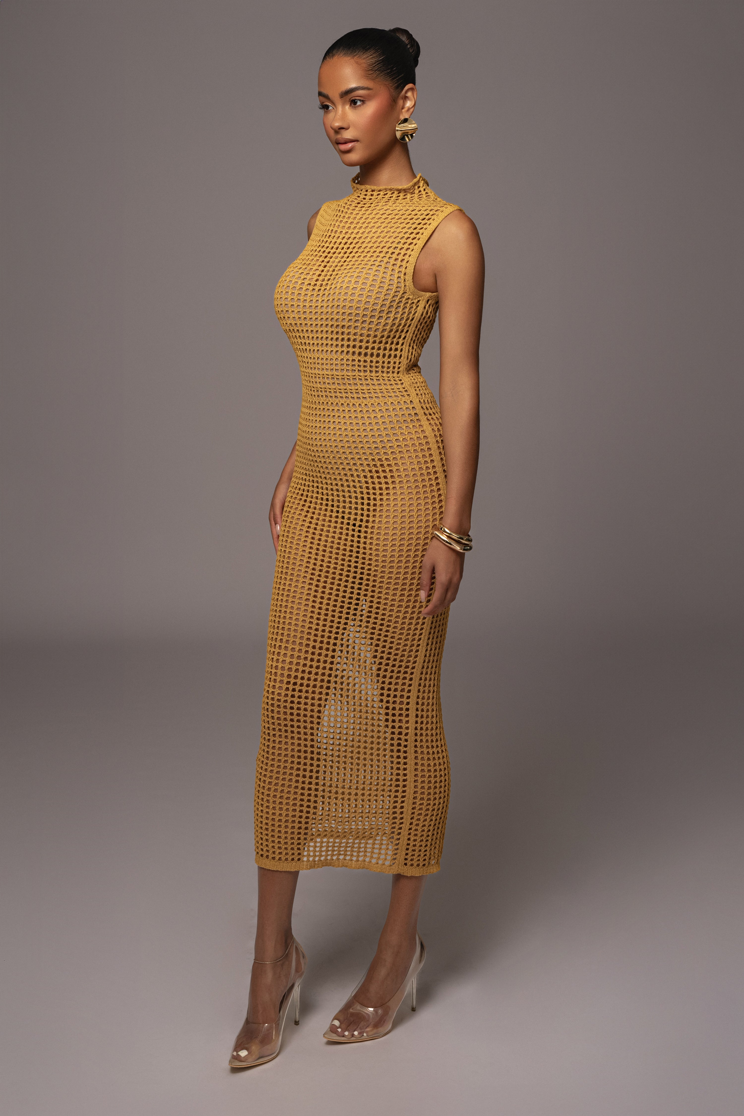 Yellow Pacific Tides Crochet Maxi Dress