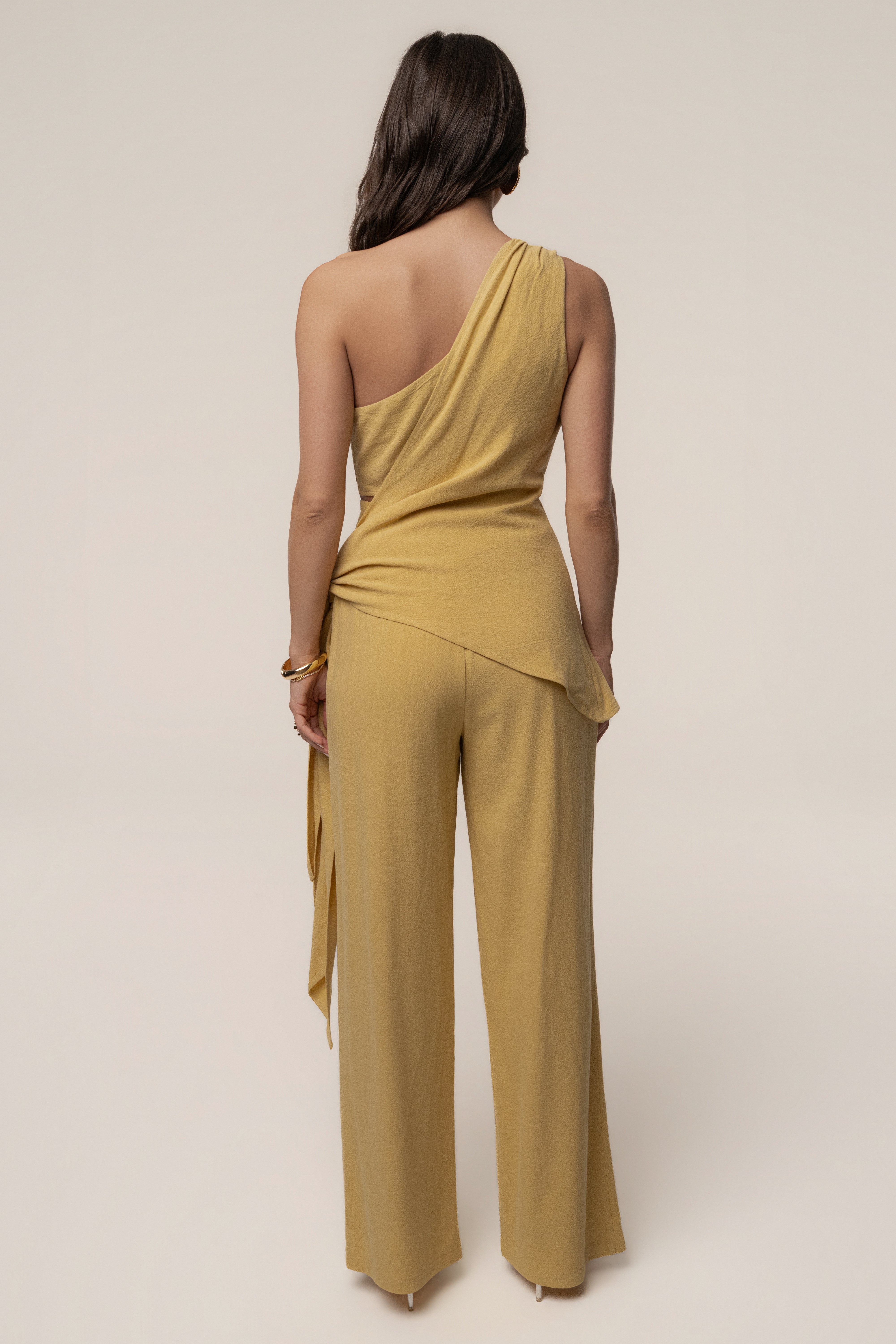 Yellow Palmera One Shoulder Top