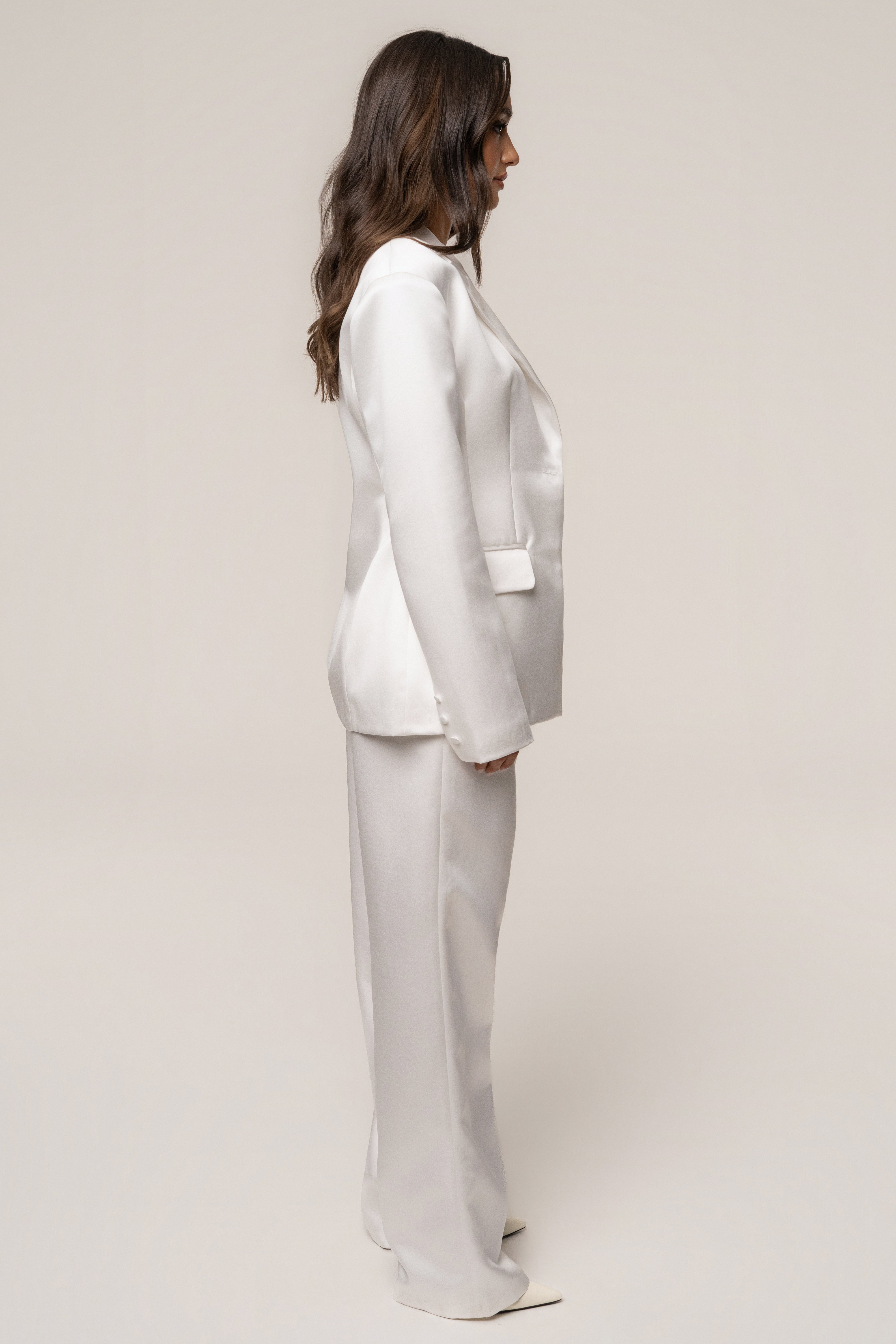 White Victoria Satin Blazer