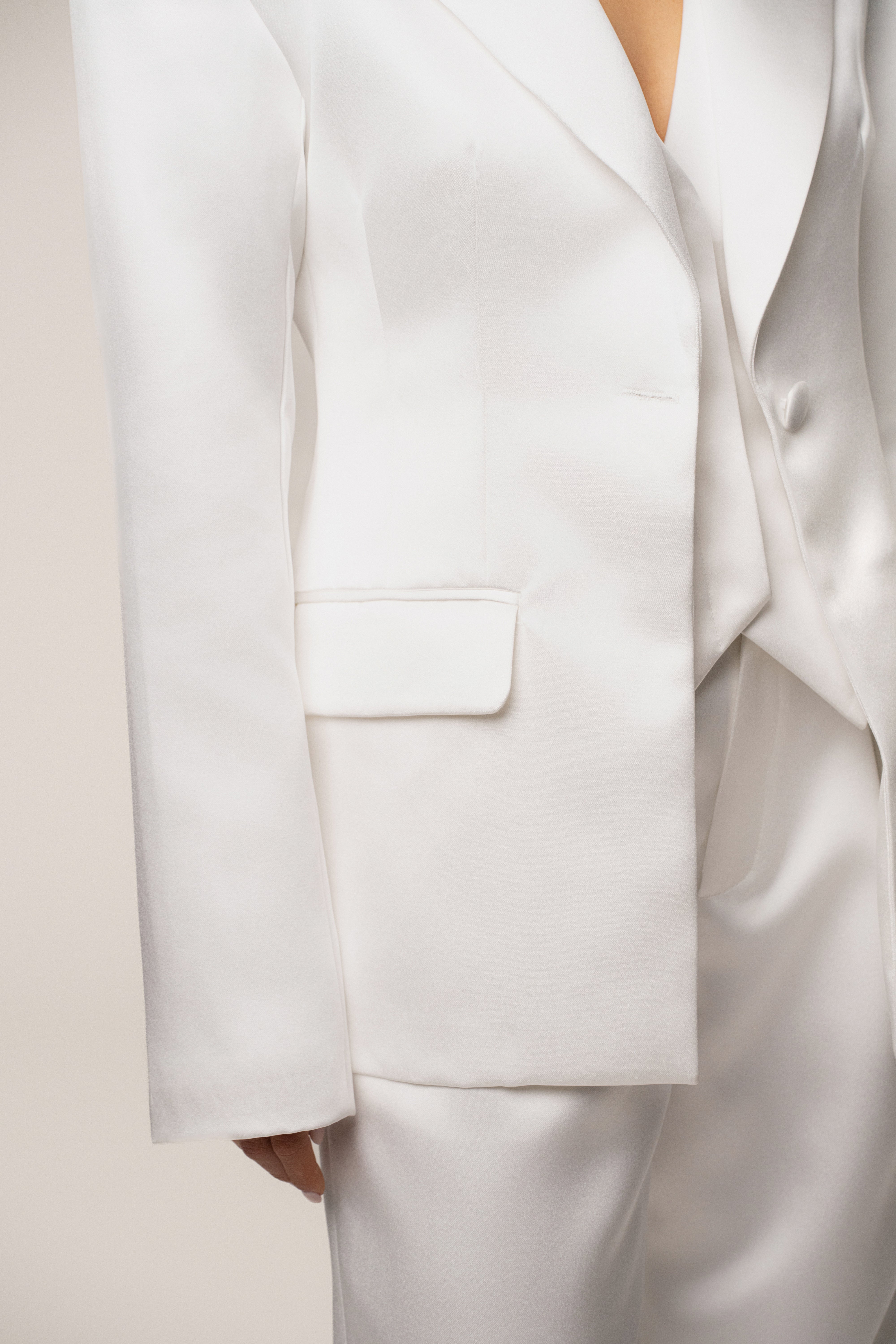 White Victoria Satin Blazer