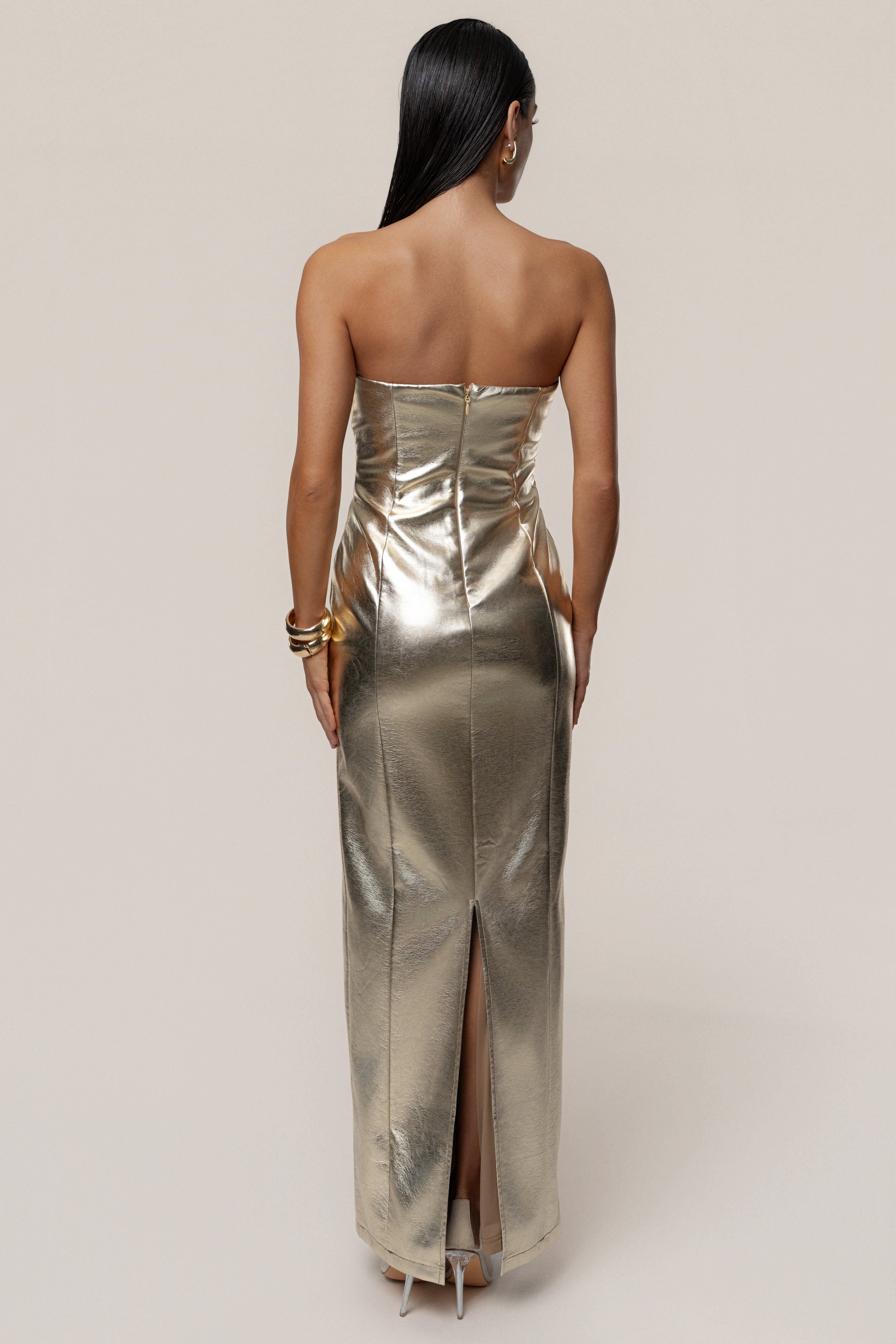 Gold Dorado Metallic Maxi Dress