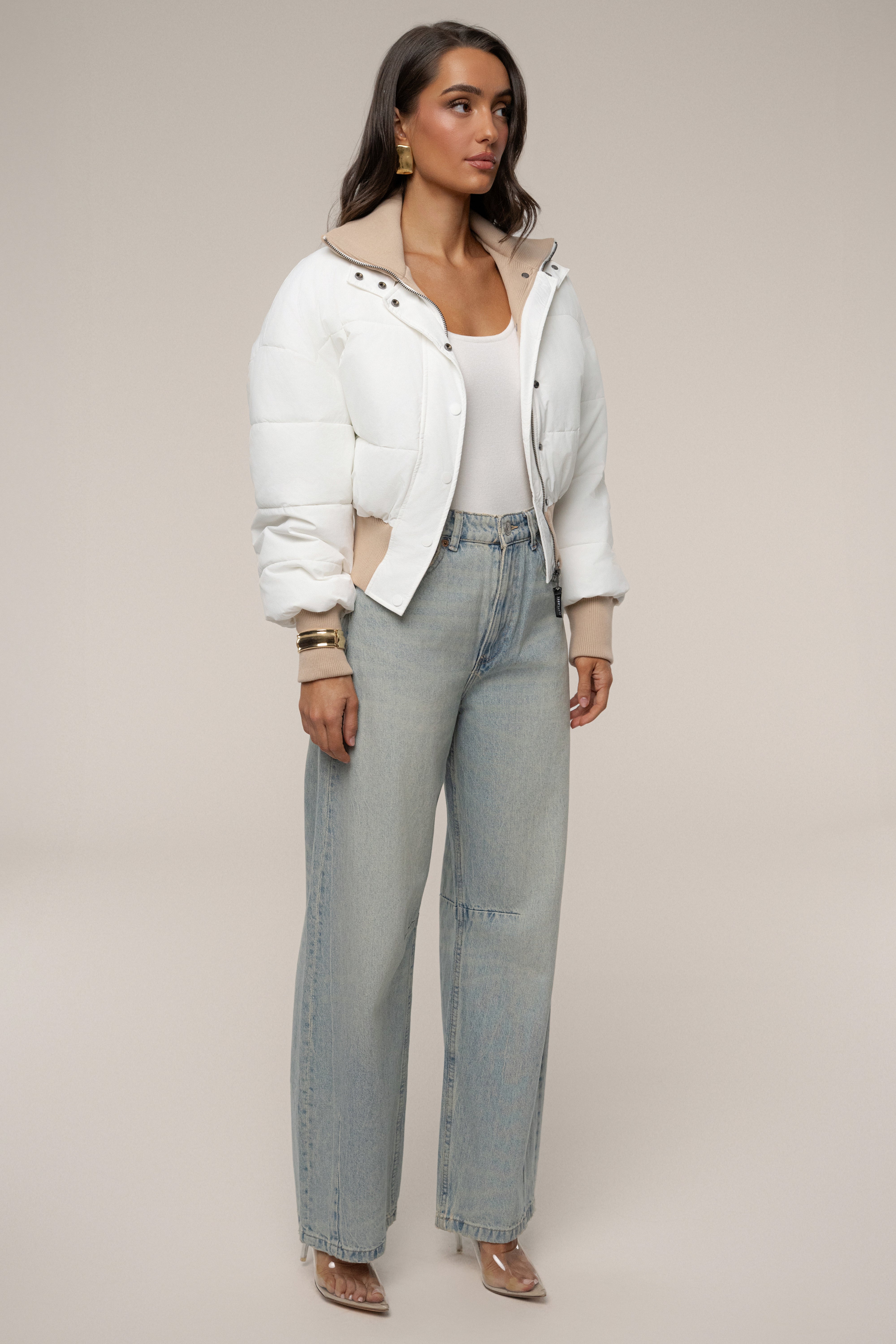 White Stassie Ribbed Jacket