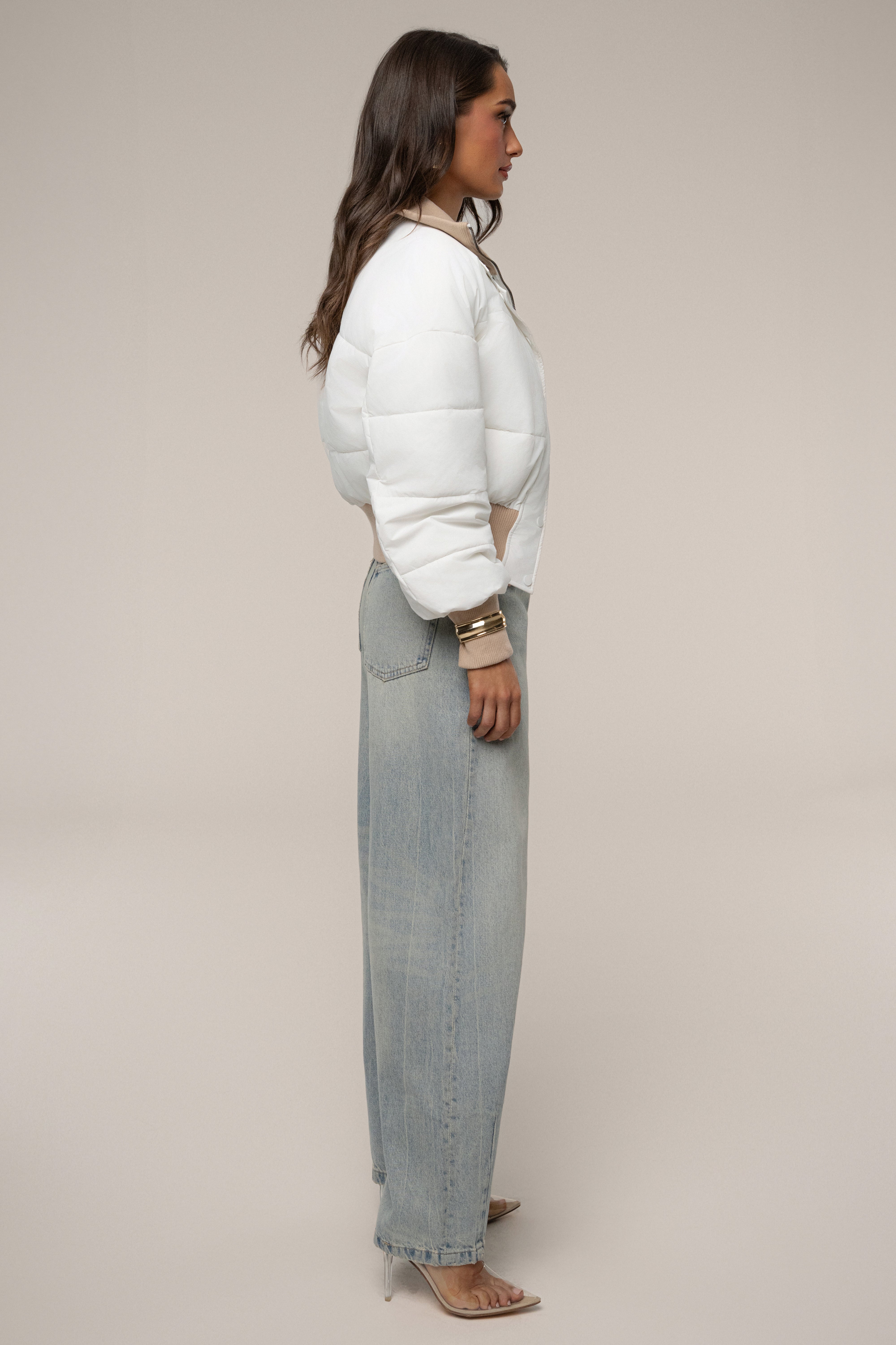 White Stassie Ribbed Jacket