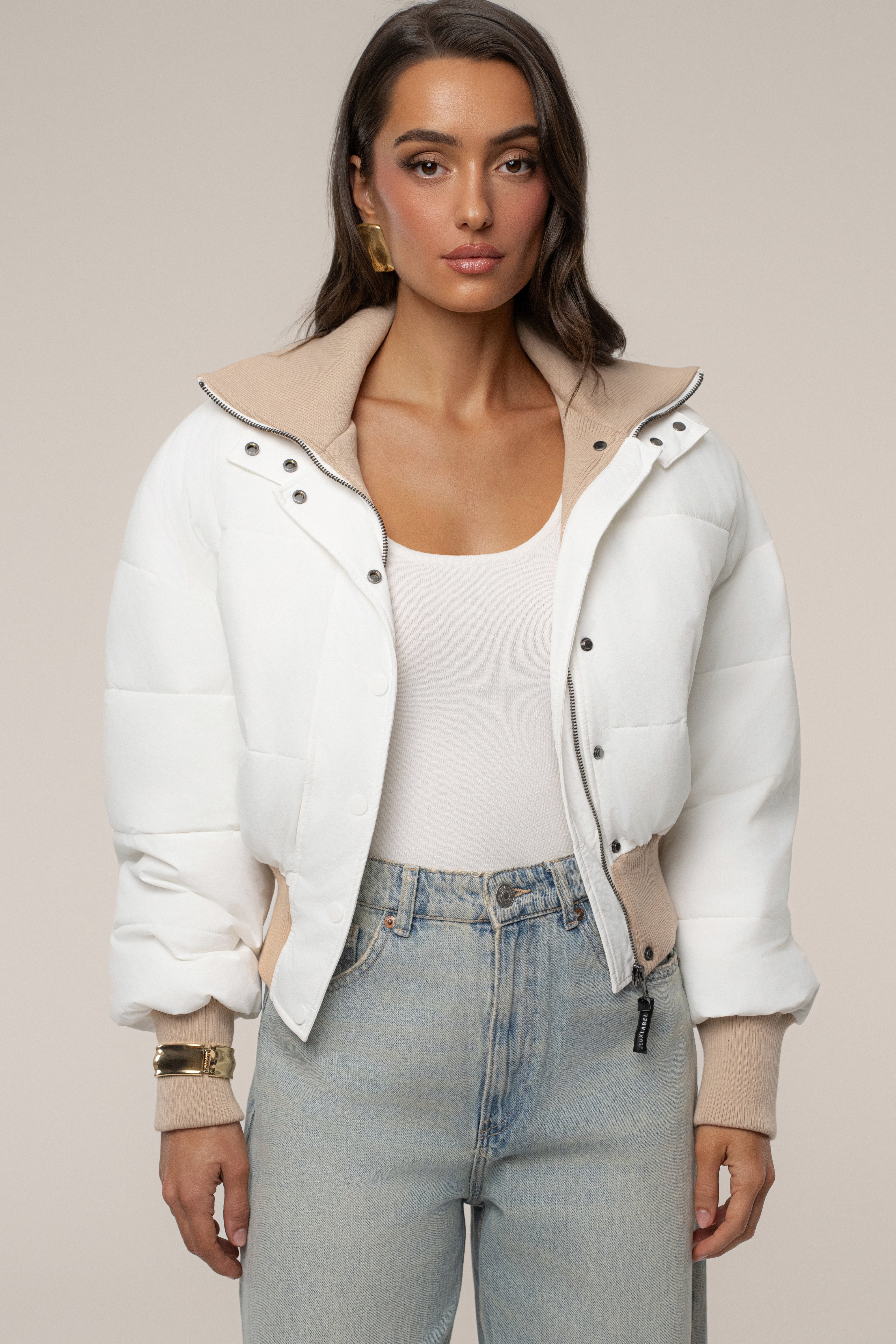 White Stassie Ribbed Jacket