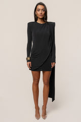 Black Midnight Draped  Mini Dress