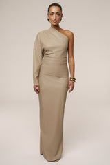 Tan Demi One Shoulder Top