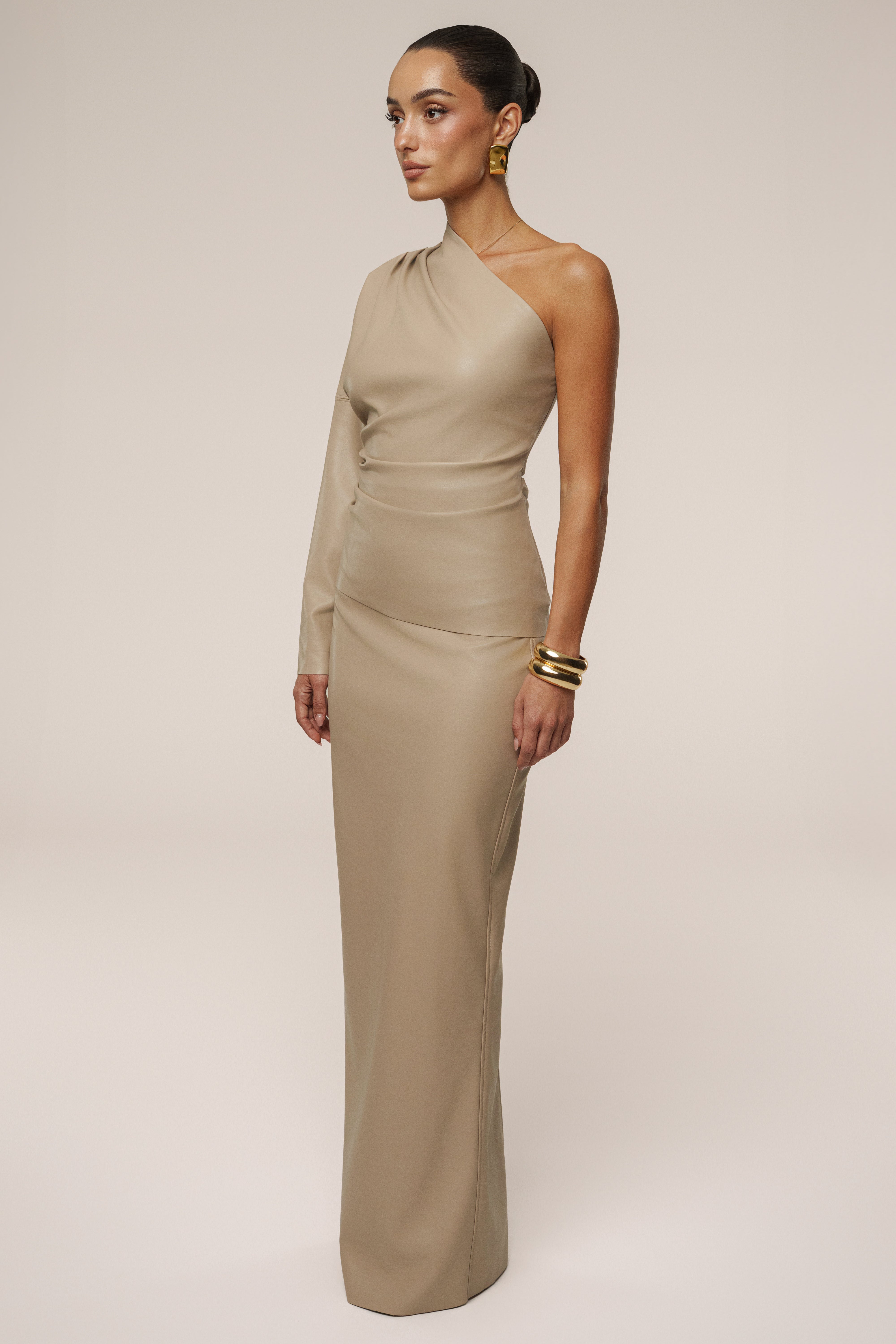 Tan Demi One Shoulder Top