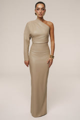 Tan Demi One Shoulder Top