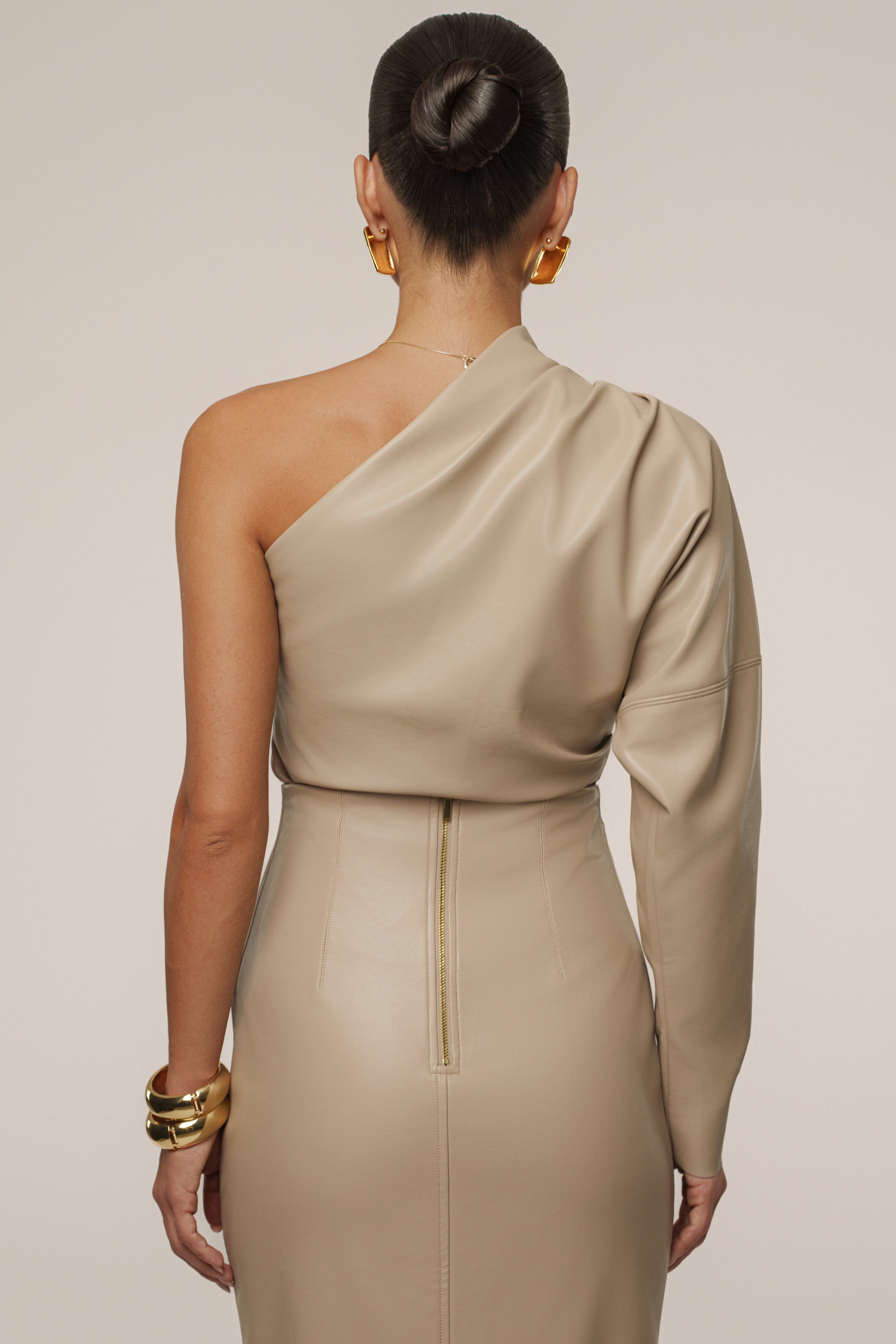 Tan Demi One Shoulder Top