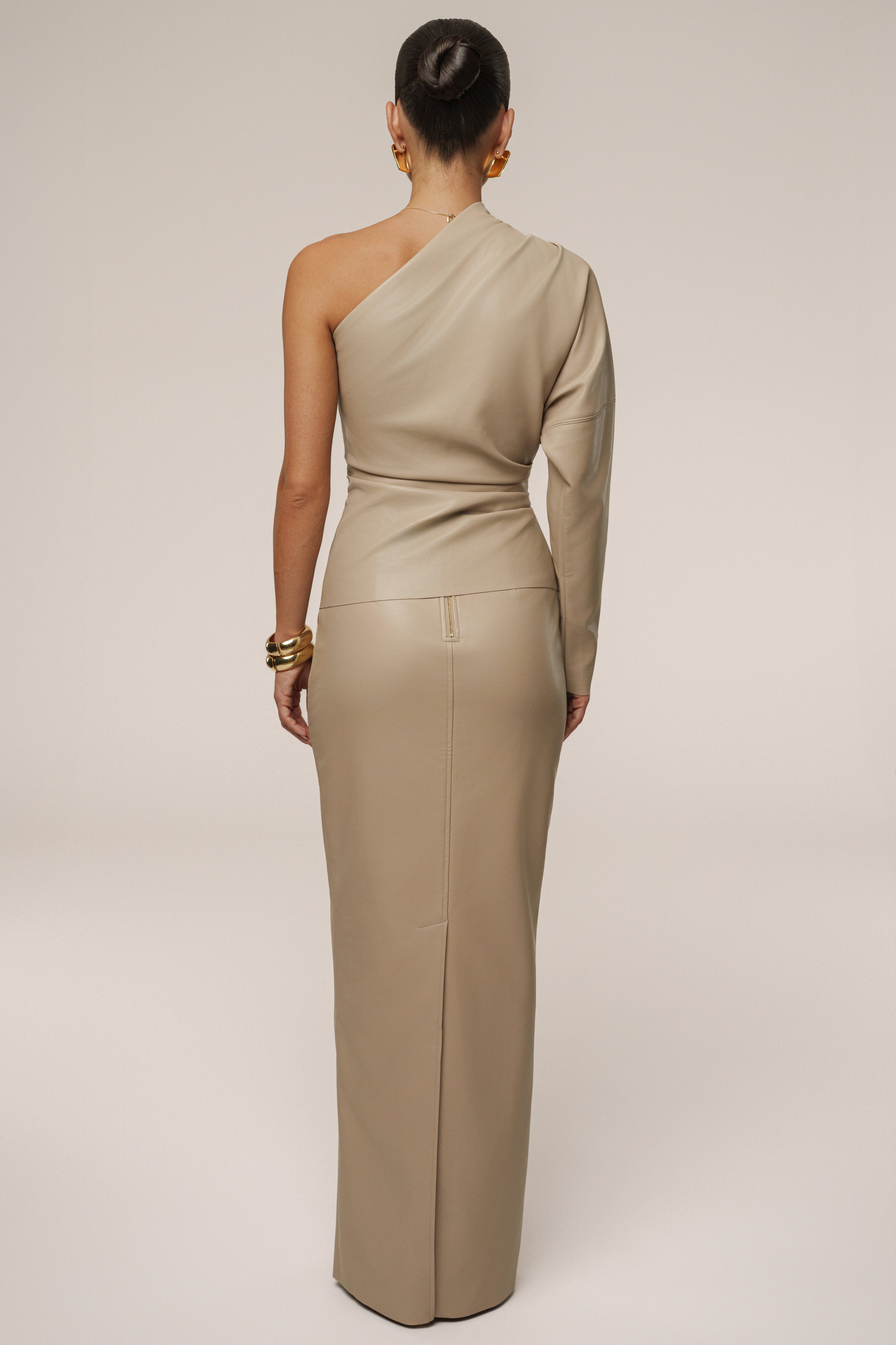 Tan Demi One Shoulder Top