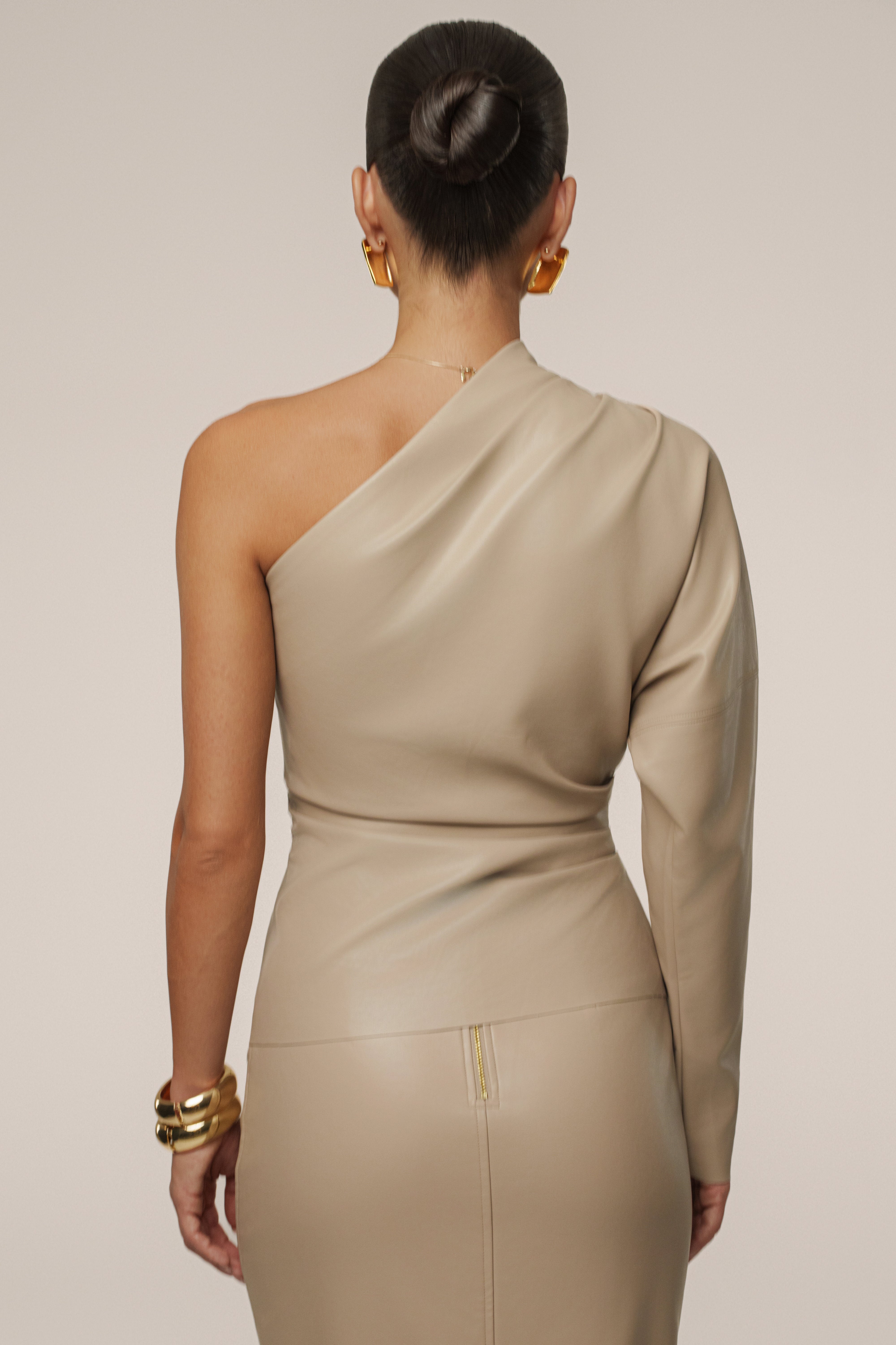 Tan Demi One Shoulder Top