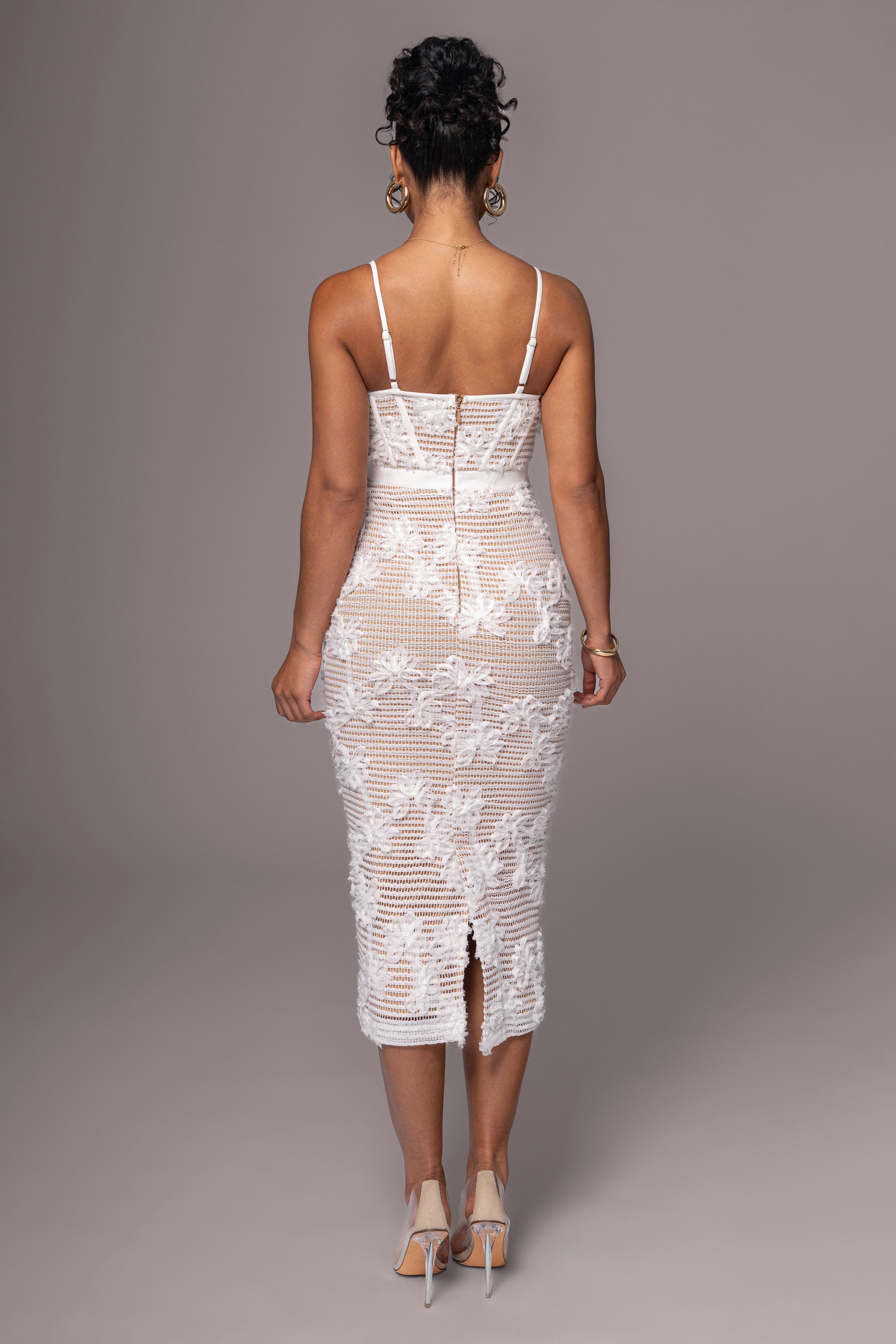 White Angelic Lace Midi Dress