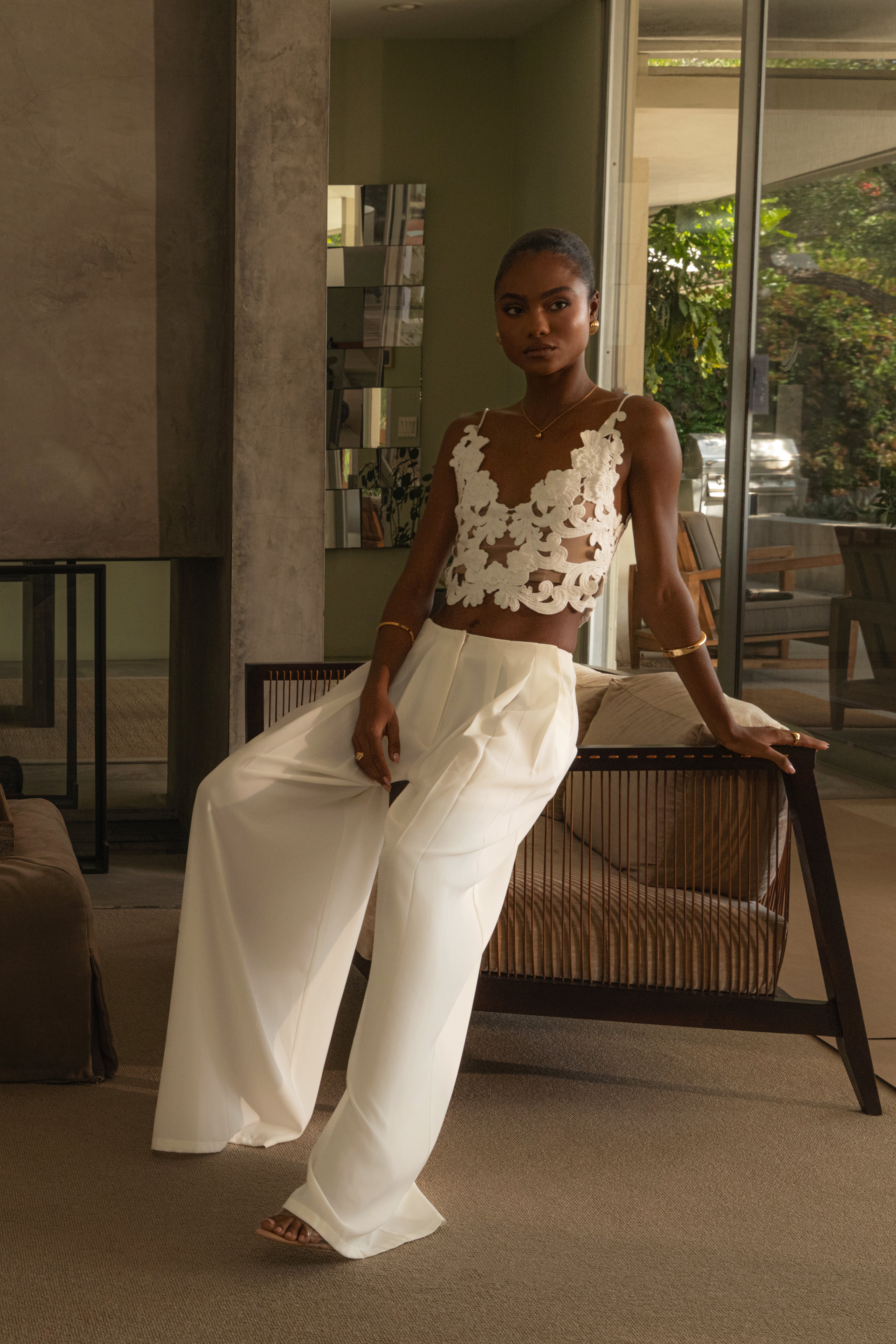 White Anahi Embroidered Top